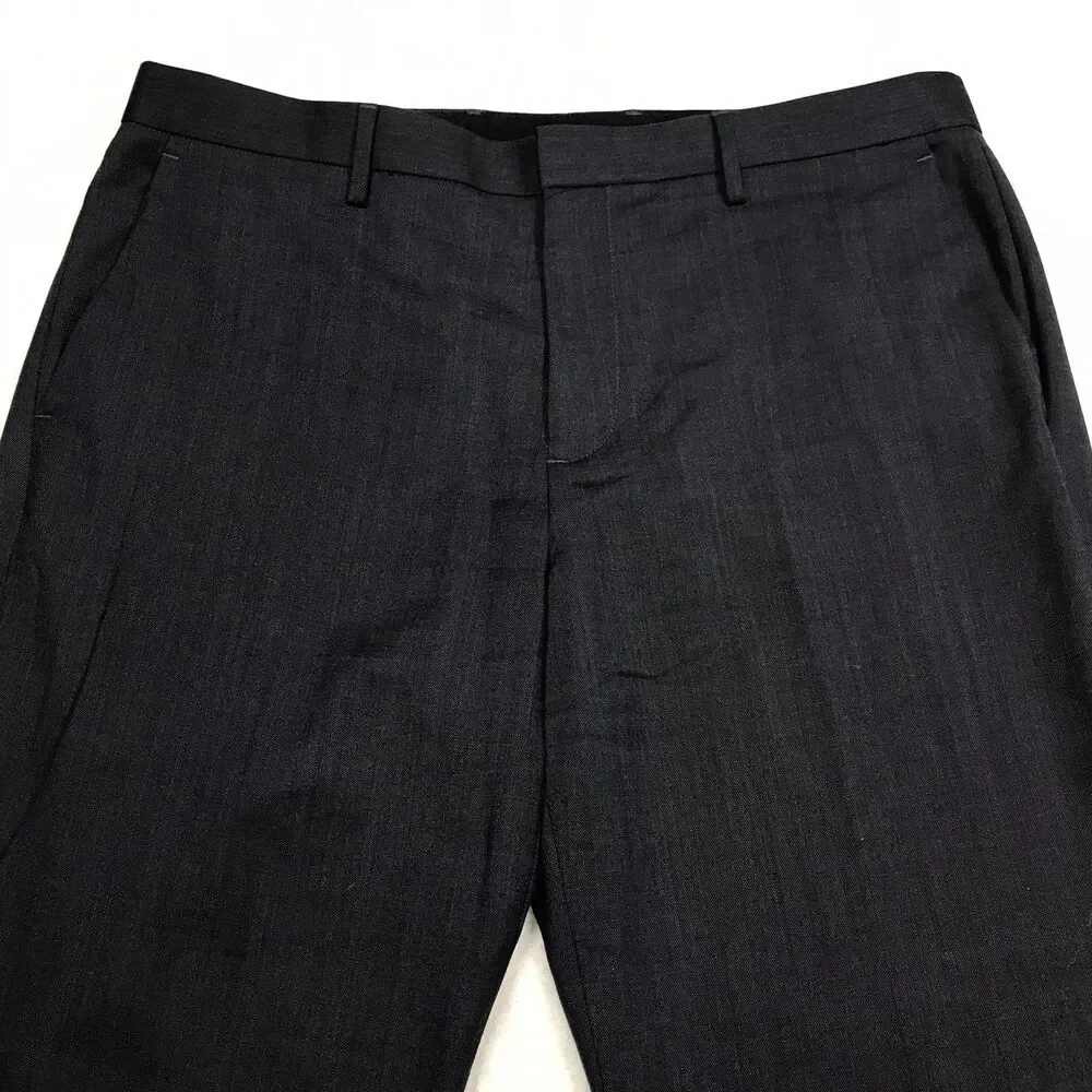 J CREW Bowery Dress Pants Men 34/34 (36x34 fit) Deep Navy Blue Flat Wool Blend